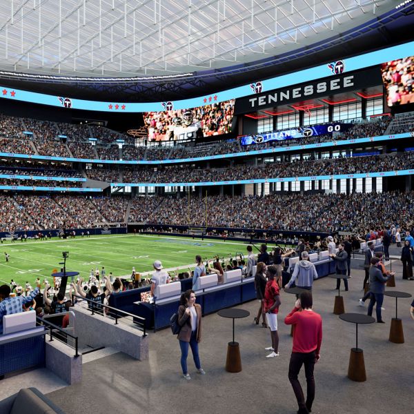 Rendering of the interior bowl and field of New Nissan Stadium highlighting premier seating