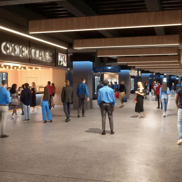 Rendering of the main concourse at New Nissan Stadium