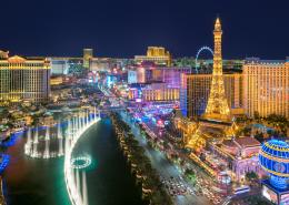 Aerial view of the Las Vegas strip at night